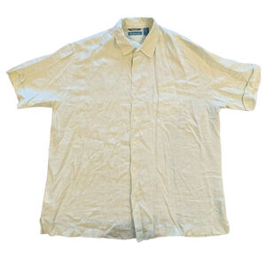 Men's Cubavera Light Green Linen Casual Shory Sleeve Button Down Shirt XL